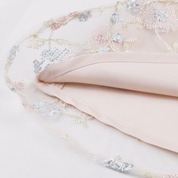 Women Vintage Floral Embroidered Tulle Prom Dress Pink X-Large Elegant Party - Picture 6 of 6